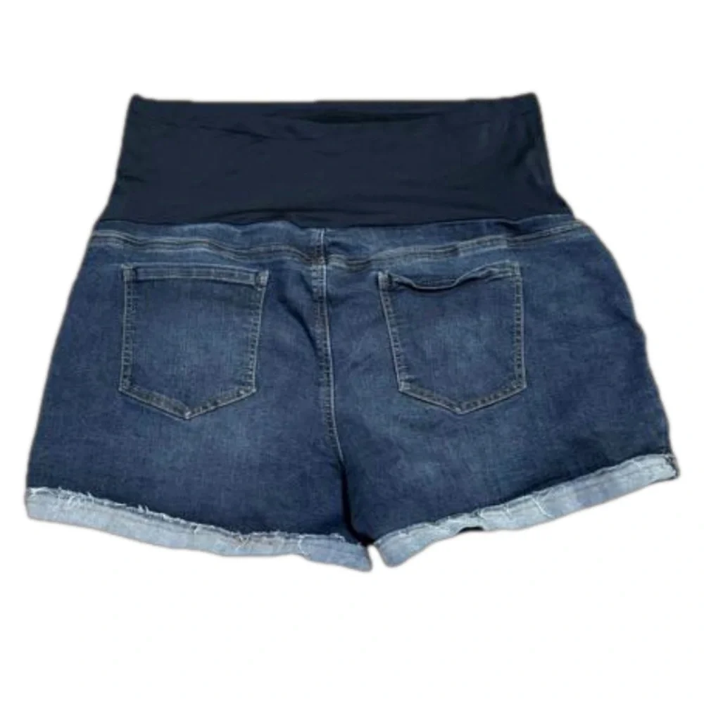 Time and Tru Maternity Denim Blue Jean Shorts Stretchy Belly Women Size 20 XXL - Picture 4 of 10